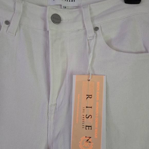 Risen White denim jeans w/rhinestone detail - Picture 2 of 5